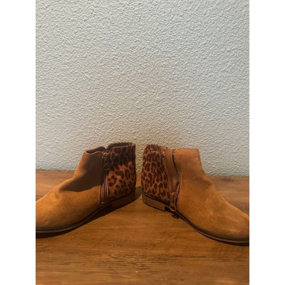 Cat & Jack Brown Ankle Girl Booties with Leopard Print Size 10 - Picture 9 of 9